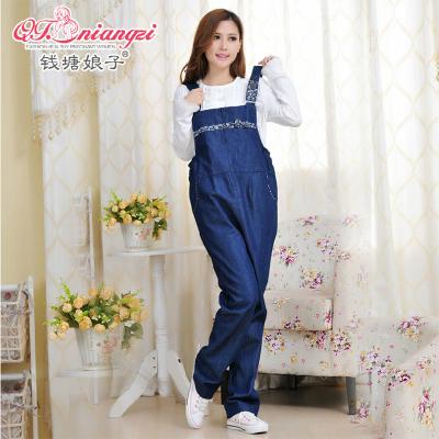 牛仔托腹裤可调节大码孕妇裤子长裤